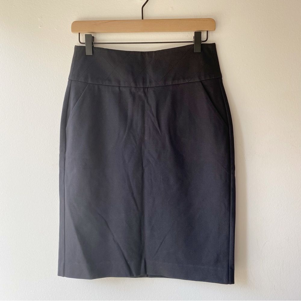 cabi black quilted waist pencil skirt